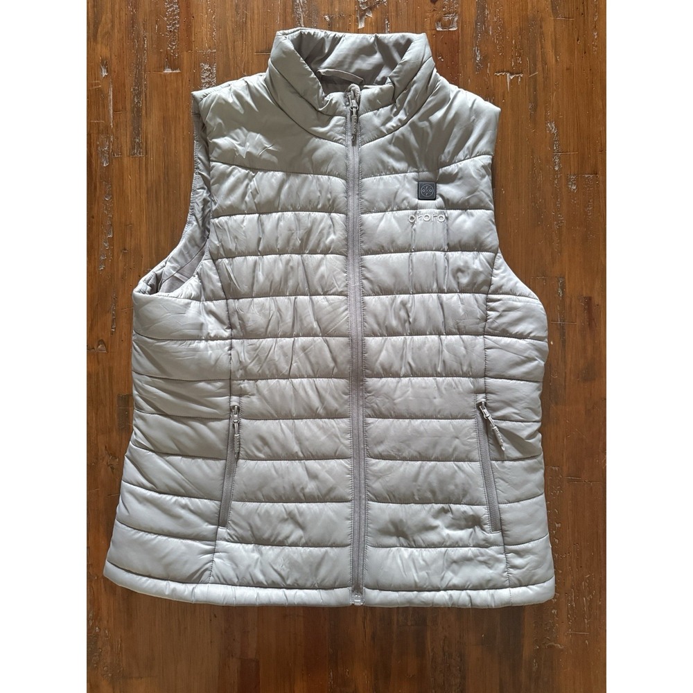 Ororo Mens Heated Vest Size L Gray Puffer 10000mAh Battery Included Tested